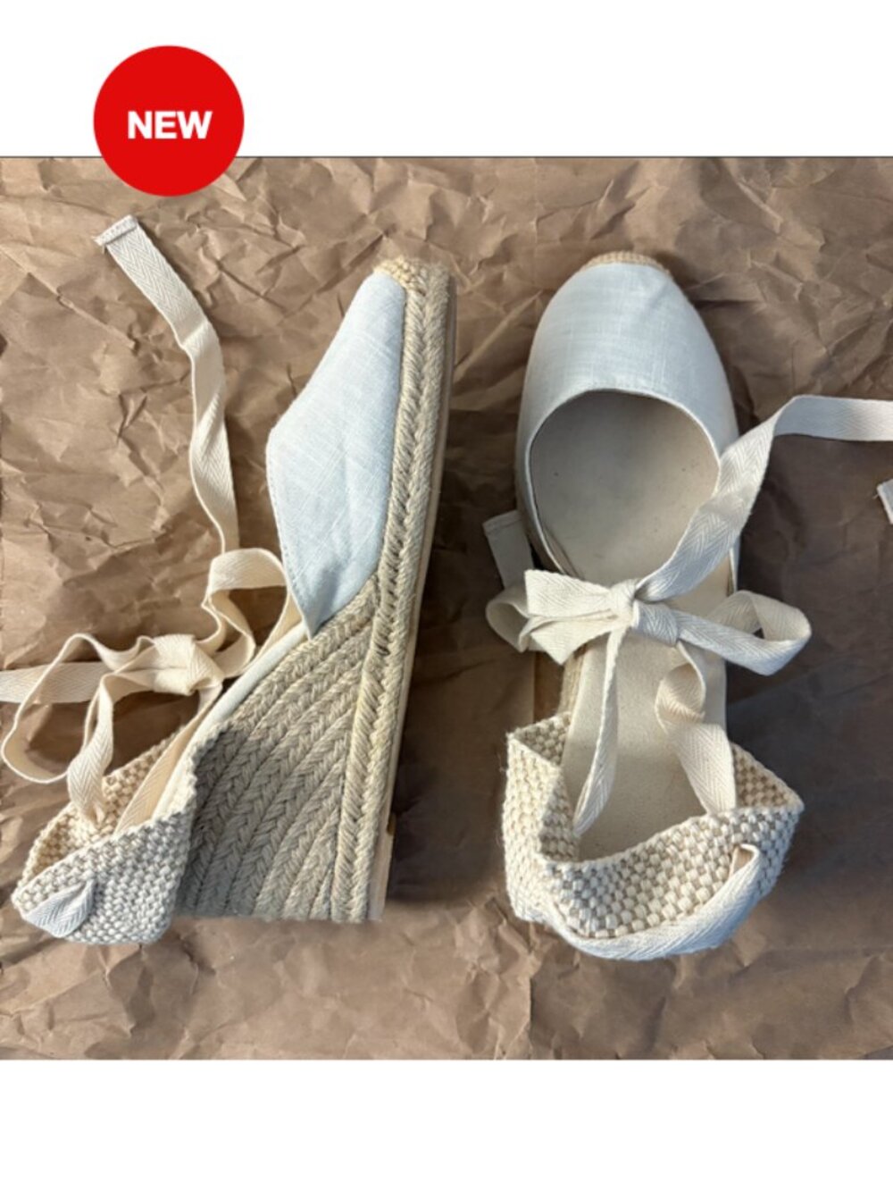 (NEW) Espadrilles wedge shoes size 40 9.5  lace up canvas